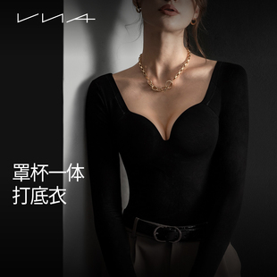VNA/芬斯狄娜保暖内衣女罩杯一体带胸垫吸湿发热免穿文胸打底衣