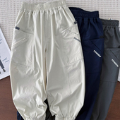 子户外弹力运动裤 中大童束脚裤 春秋 裤 男童格纹山系软壳休闲工装