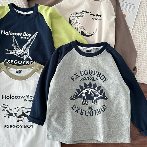 男童卡通恐龙打底衫纯棉长袖T恤