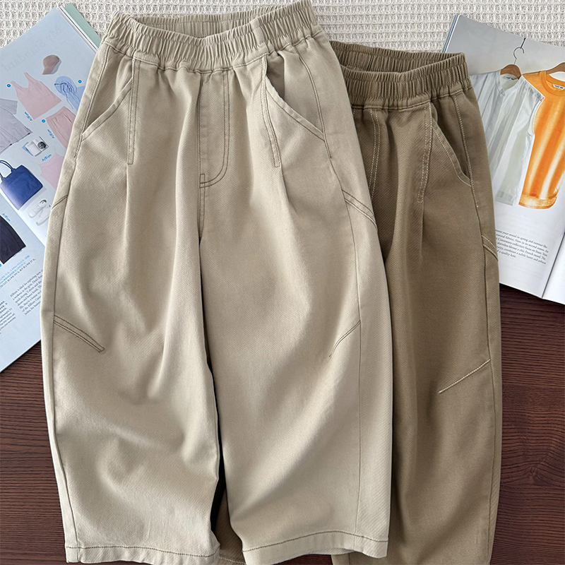 男童纯棉弹力卡其裤阔腿香蕉裤