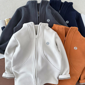 男童加绒加厚拉链运动外套中大童防风立领一体绒卫衣保暖校服神器