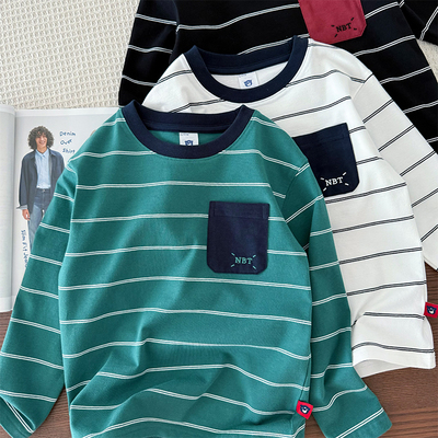 儿童A类纯棉打底衫时尚条纹T恤