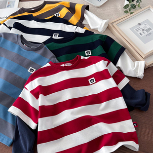 超值划算 男童假两件卫衣中大童长袖 T恤条纹打底衫 21支精梳棉