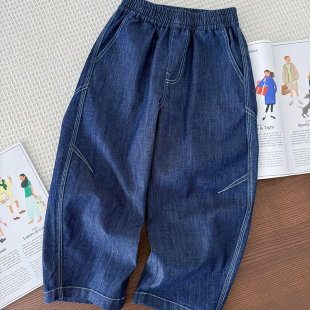 百搭薄裤 男童莱赛尔棉直筒牛仔裤 中大童宽松休闲长裤 新品 子 春季