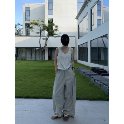 PEACHZHOU 雪花肌理'扭扭背心'宽松U领外穿造型鱼骨吊带无袖上衣