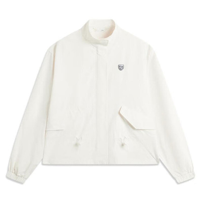 李宁正品2025春女运动休闲立领上装夹克外套乳白色AFDV150-7/6