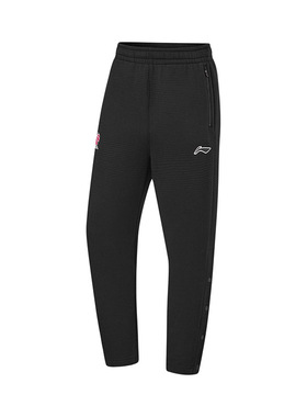 李宁正品2023冬男运动休闲CBA直筒常规下装长裤子黑色AKLT893-1