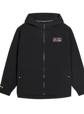 李宁正品2022秋男运动休闲韦德防风连帽上装风衣黑色AFDS797-1