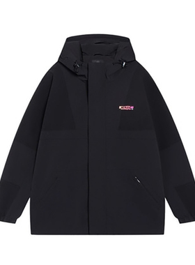 李宁正品2023春新款男运动休闲韦德连帽上装风衣黑色AFDT085-6/7