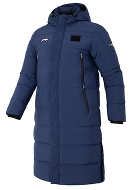 李宁正品2023冬男长款鸭绒连帽保暖85%羽绒衣服AYMT123-2/3/1