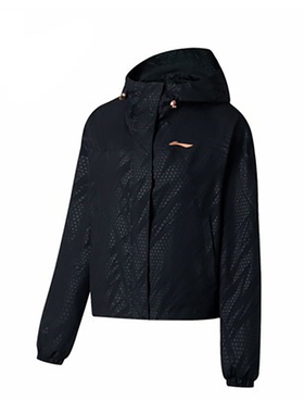 李宁正品2023年春季新款女运动休闲防风上装风衣黑色AFDT122-1/4