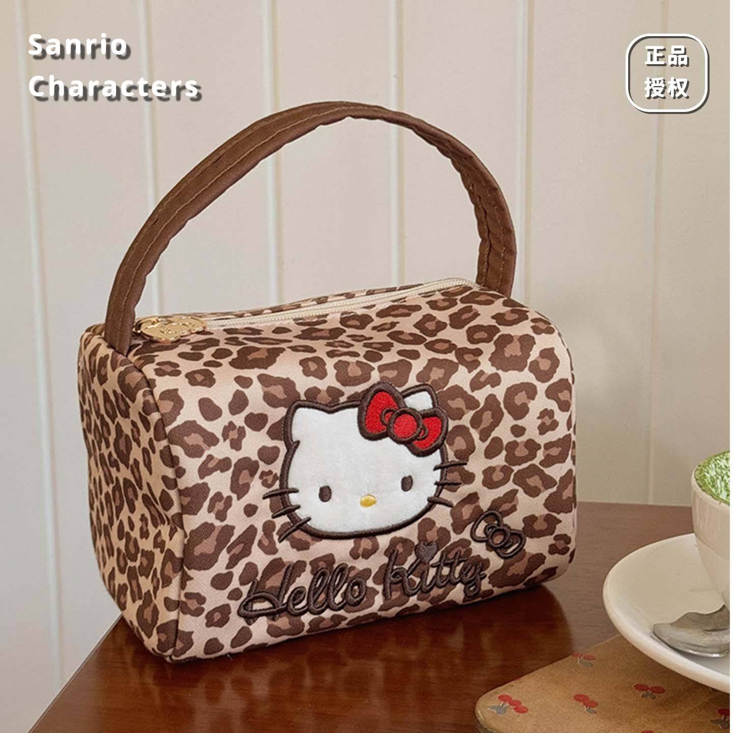 三丽鸥正版授权Hello Kitty豹纹手提包女大容量收纳包方形化妆包,箱包皮具/热销女包/男包,通用款女包,淘宝优惠券,粉丝福利购,淘宝优惠卷