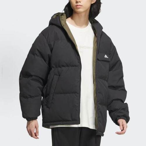 断码阿迪男装保暖连帽羽绒服