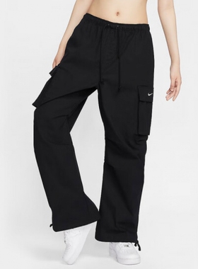 NIKE/耐克女新款大口袋工装宽松直筒阔腿运动长裤 FV7521-010