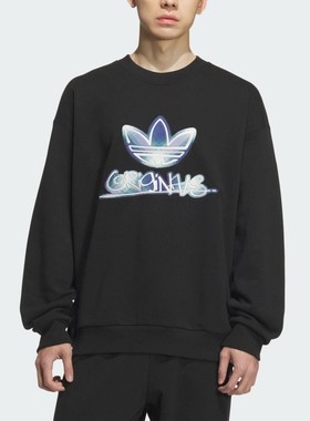 adidas三叶草男装 时尚印花运动圆领卫衣KC0116 KC0117 JL7499