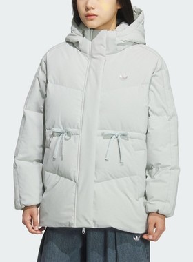 adidas阿迪三叶草女装 时尚简约舒适保暖休闲连帽羽绒服KF3686