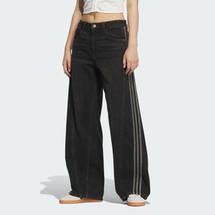 潮流宽松休闲运动牛仔裤 JX6865 时尚 adidas阿迪达斯三叶草女裤