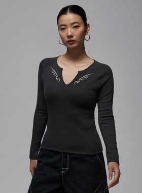 NIKE耐克女装 舒适百搭运动休闲V领长袖针织线衫IM9714-045