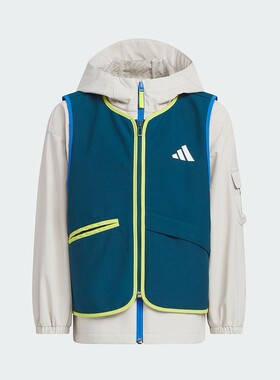 adidas阿迪童装 二合一休闲连帽夹克外套KC5339 KC5340 JC9375