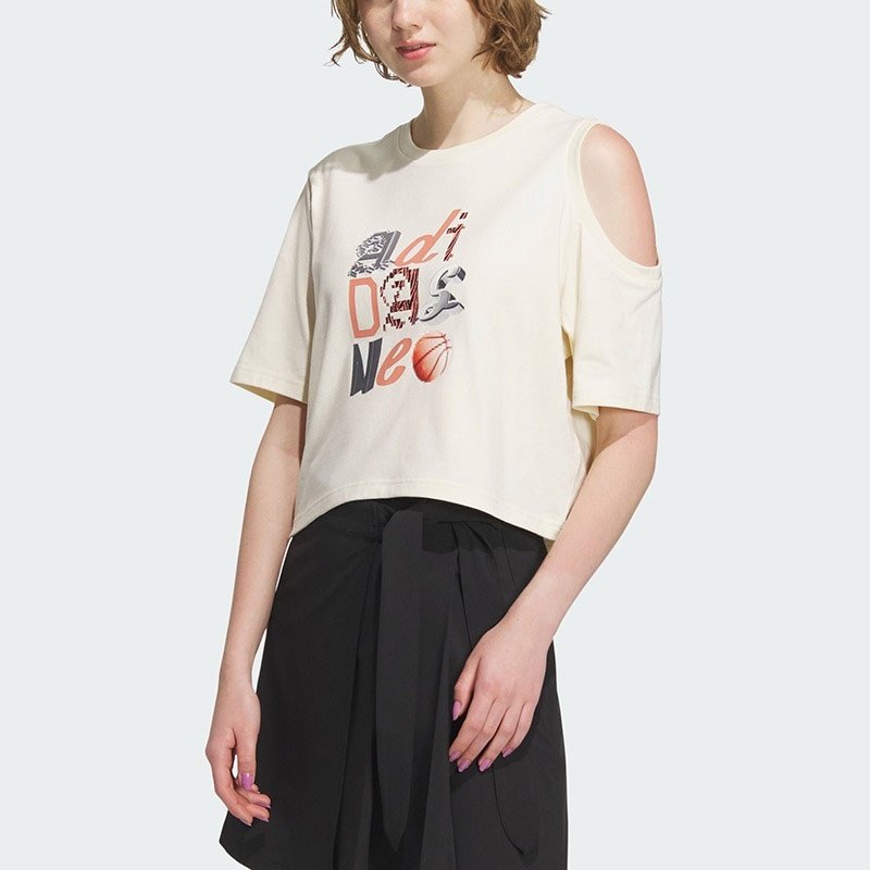 Adidas/阿迪达斯neo夏季女子印花短款运动半袖T恤 IK7670 HF7285