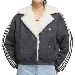adidas三叶草女装 百搭运动休闲翻领棉服JL8438 JL8439 IM1702