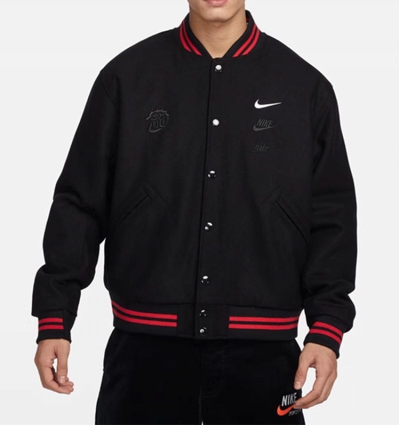 Nike/耐克男子立领刺绣保暖运动休闲棒球服外套夹克 FZ6372-010 运动服/休闲服装 运动茄克/外套 原图主图