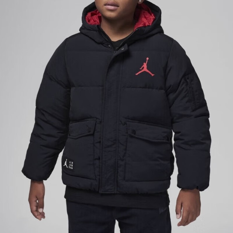 男童保暖防风连帽羽绒服外套