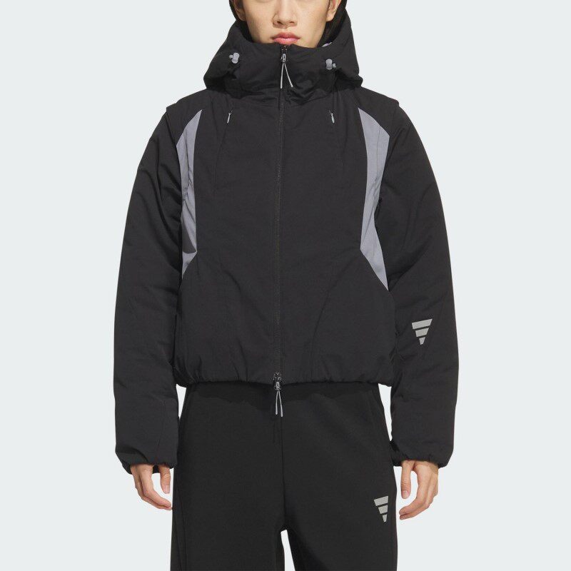 adidas阿迪女装 时尚休闲可拆卸袖子保暖连帽棉衣KS0072 KS0073