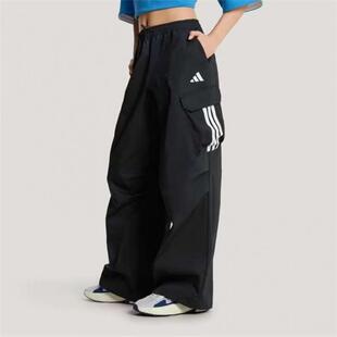 adidas阿迪女裤 简约百搭运动休闲舒适透气宽松直筒长裤KW0682