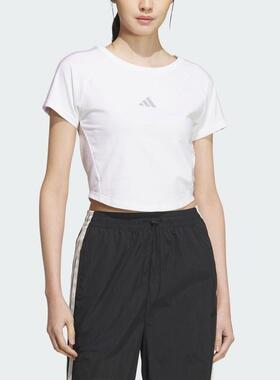 adidas阿迪 女子经典舒适日常休闲短款圆领短袖T恤KC5429 JE4001