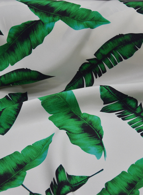 绿色芭蕉叶30姆米重磅重绉真丝连衣裙衬衣旗袍套装面料桑蚕丝布料