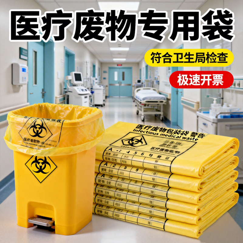 医疗垃圾袋黄色加厚手提背心式诊所医用废物收纳袋医疗袋