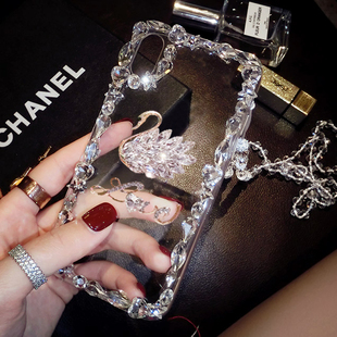 苹果17ProMax镶钻手机壳奢华新款iPhone16防摔保护套13mini带钻石闪15plus天鹅14边框12适用11网红女潮XS挂绳