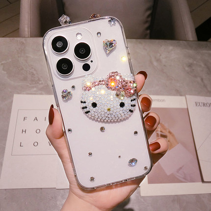可爱oppoReno12卡通镶钻手机壳少女reno11pro+保护套HelloKitty带钻石9se闪Findx7全包防摔X6奢华A98水晶5潮4