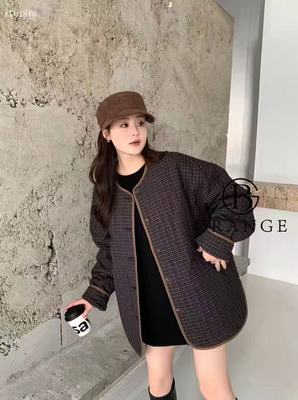 大橘子181大码棉服女胖MM格子棉袄外套200斤女装新款上衣棉衣冬季