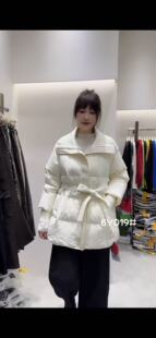 胖淼淼019大码羽绒服女胖mm国标90白鸭绒中长款翻领收腰棉衣外套