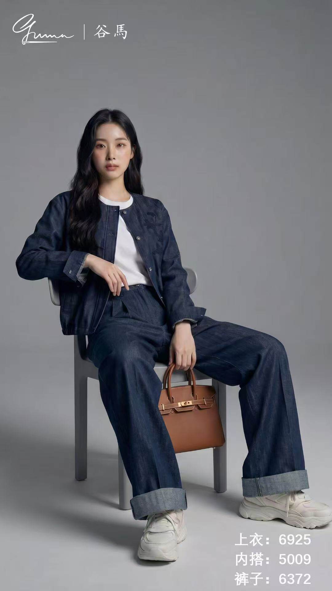 谷马6925大码牛仔外套女胖mm牛仔服夹克衫200斤女装新款秋装上衣