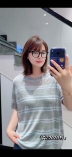 胖淼淼22020大码T恤衫女胖mm条纹短袖小衫200斤女装新款防晒服夏