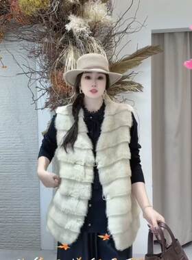 流依涵26513貂绒马甲女胖mm天梯马夹皮草200斤女装新款外套短款冬