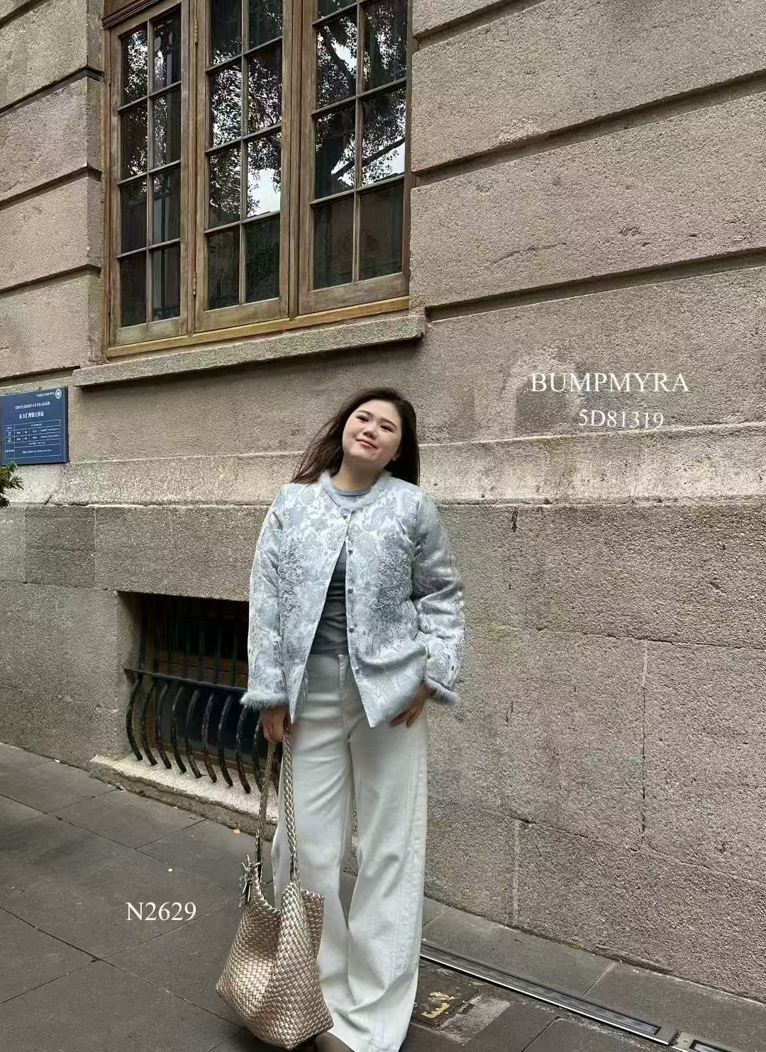 胖淼淼81319大码棉服外套女胖MM新中式国风貂毛棉衣200斤女装新款