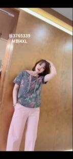 女胖mm碎花真丝上衣200斤女装 T恤衫 新款 半袖 谷马3765大码 夏装 短袖