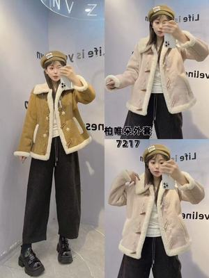 72度7217大码皮毛一体棉服女胖MM短款棉袄棉衣200斤女装新款外套