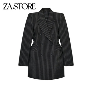 缩进式 翻领长袖 细条纹连衣裙式 春季 外套 女装 西装 3736048 新品