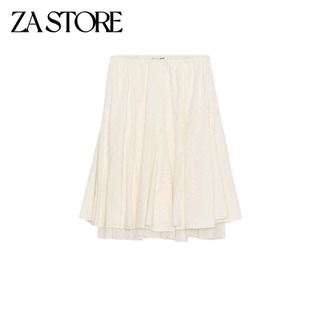 ZA 夏季新品女装极简风中腰双层叠装饰直筒型迷笛半身裙 7200416