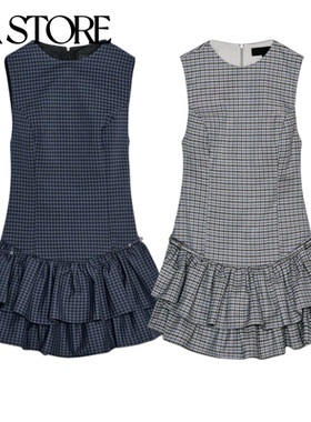 春季新品女装圆领无袖叠层装饰连身裤式连衣裙4764869 3067269