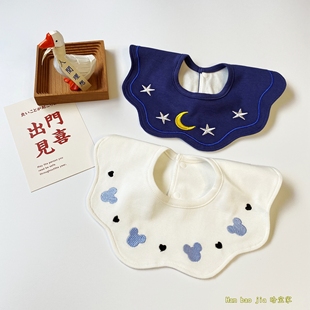 春夏防水款宝宝围嘴A类纯棉婴儿口水围兜新生儿口水巾360度可旋转