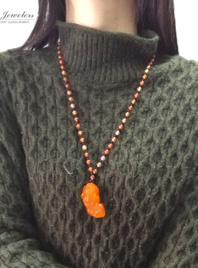 玉髓招财转运长款民族风黄玛瑙