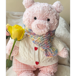 憨七七Jc巴塞罗熊衣服巴猪白色毛衣针织开衫 莱奥拉熊秋冬娃衣着替