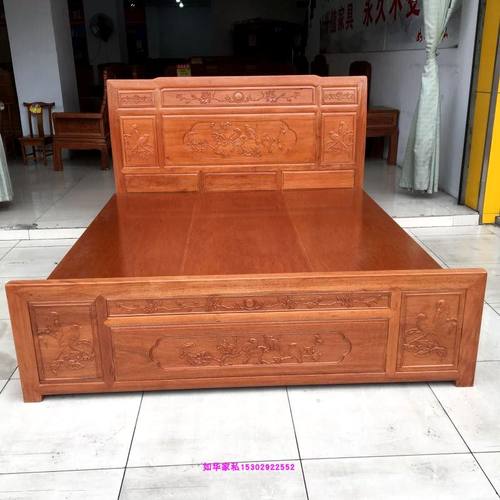 红木实木床菠萝格木双人带抽