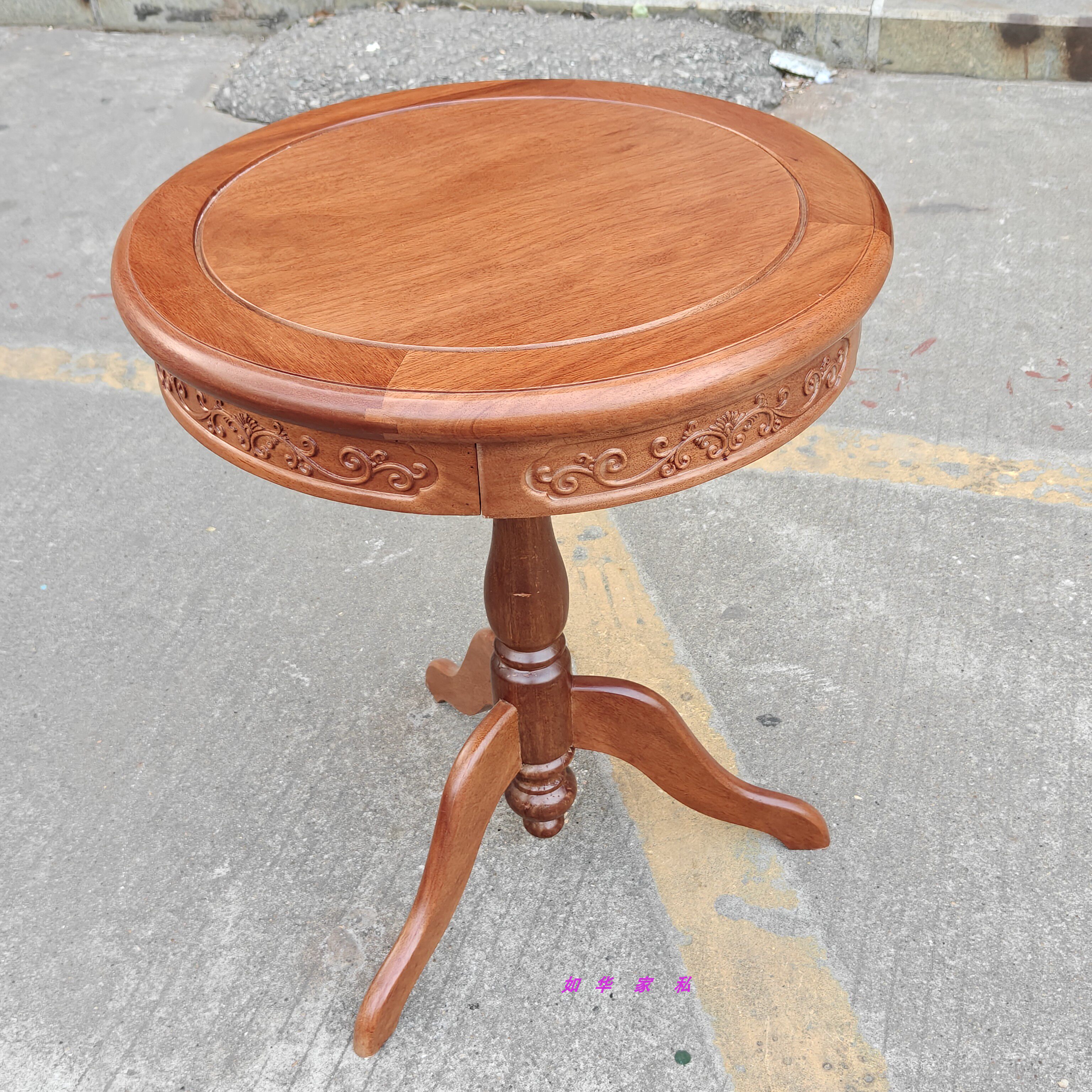 红木菠萝格小圆桌全实木小茶几花梨木小圆台客厅休闲圈椅小圆桌